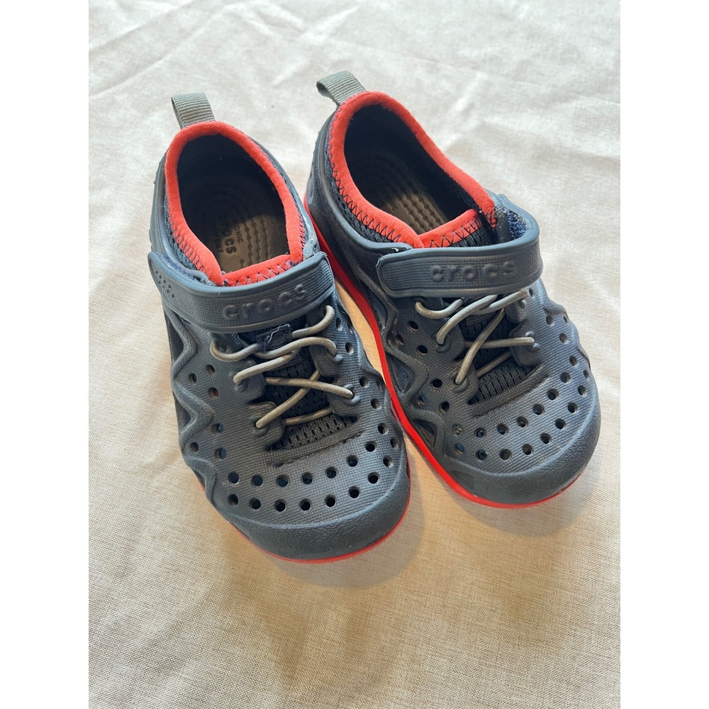 Crocs Swiftwater Expedition Kids Water Shoes‎ Charcoal Red C9 Toddler Sandals